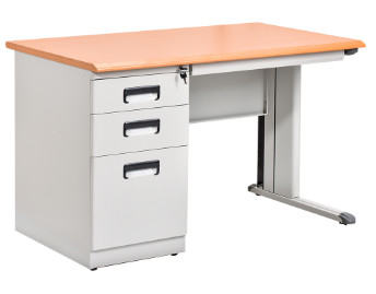 Okul ofis mobilyaları çelik metal ahşap MDF 25mm masa üstü bilgisayar çekmeceli sağlam masa